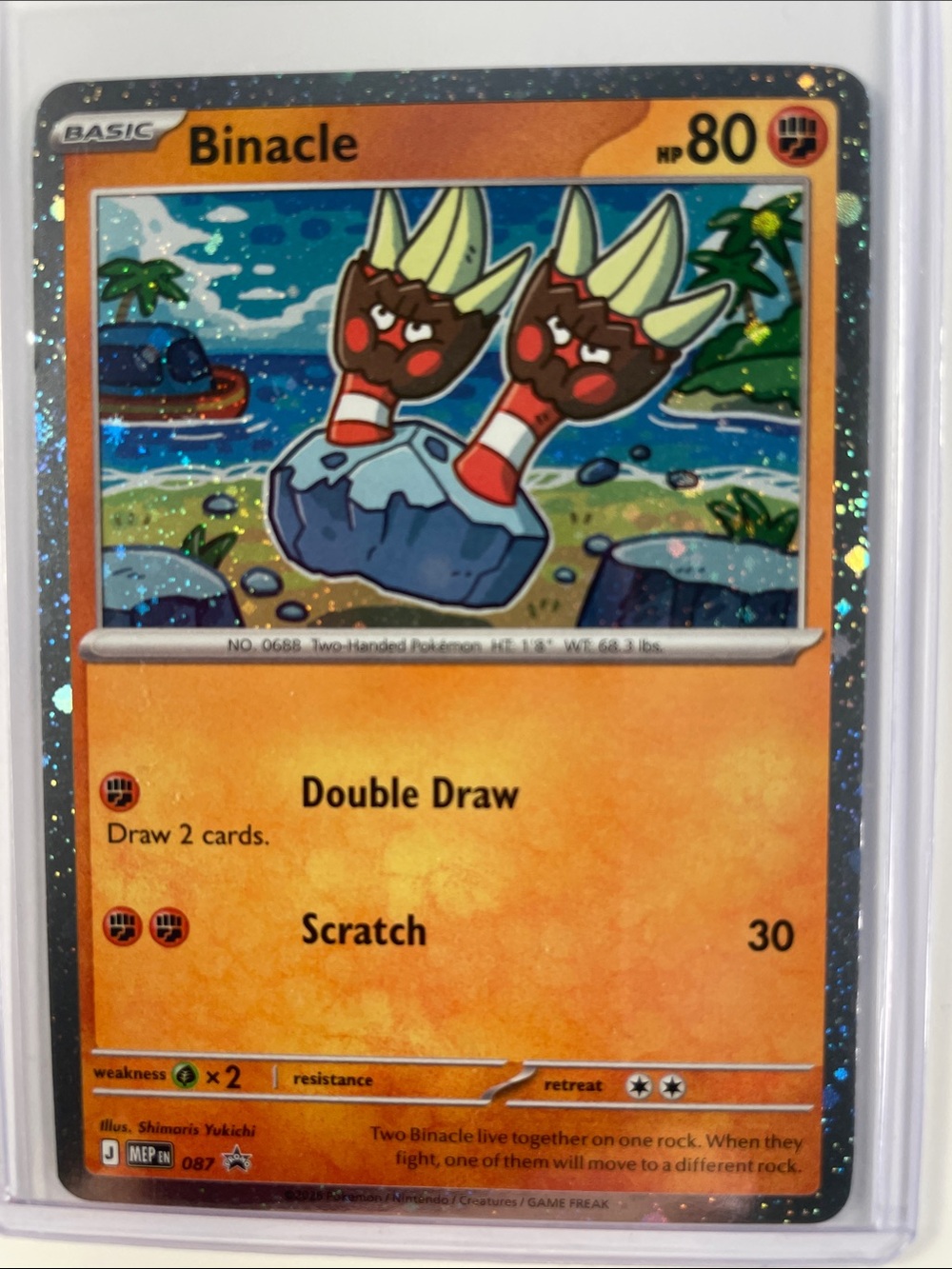 Pokemon Binacle Holographic Card - Orange, Blue